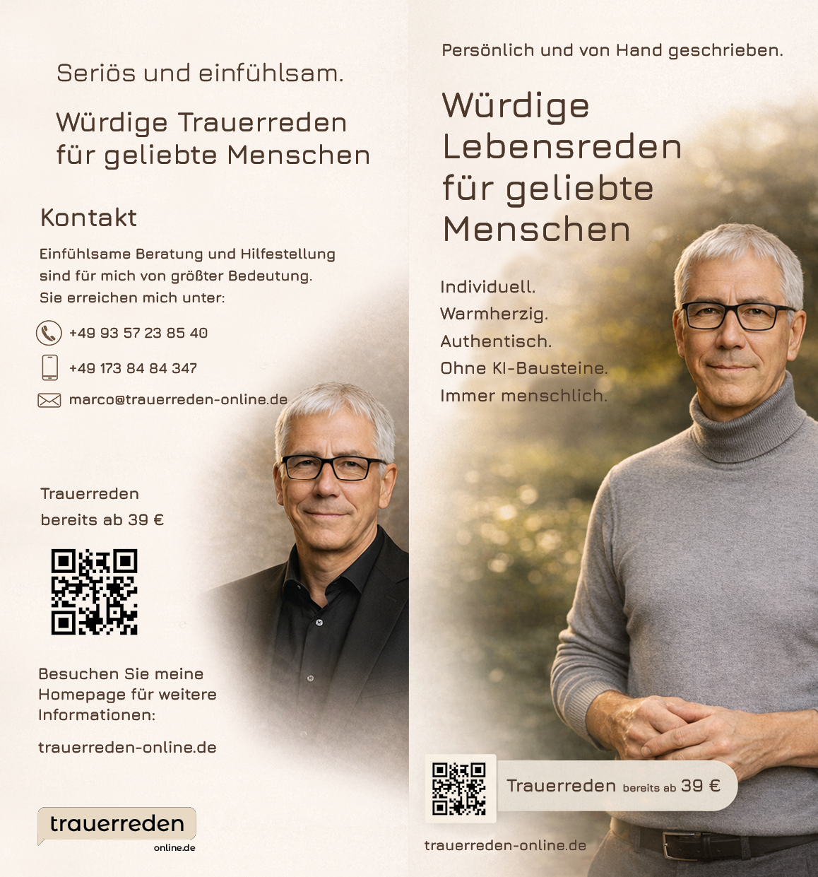 Trauerredner Marco Weber Werbemittel